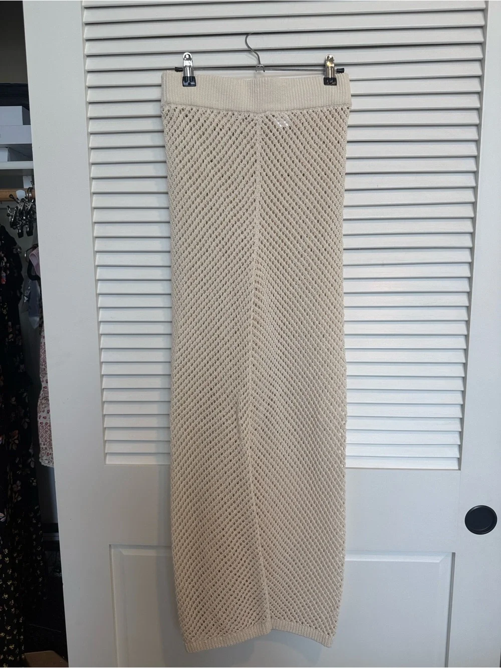A.L.C. Cream Open-Knit Crochet Flared Pants